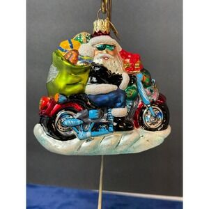 Harley Davidson Santa Motorcycle Christmas Ornament Biker Petite free Wheeling‎